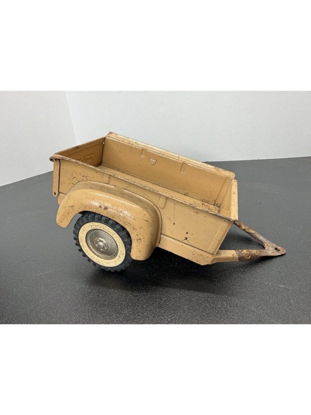 Vintage Tonka Pressed Steel Trailer Toy 1950s Beige Tan